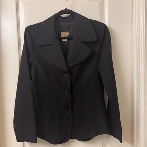 Daisy Polyester Fitted Black Blazer Size M Shoulder Pads Button Front